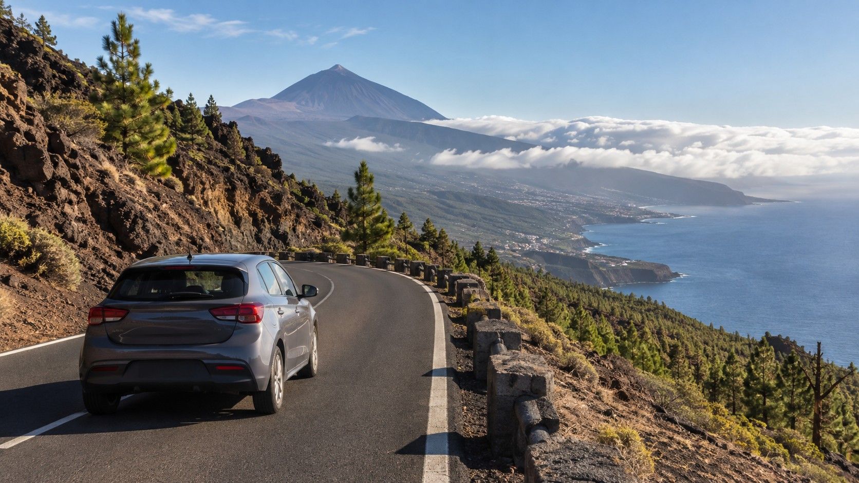 Driving through Tenerife mountain roads