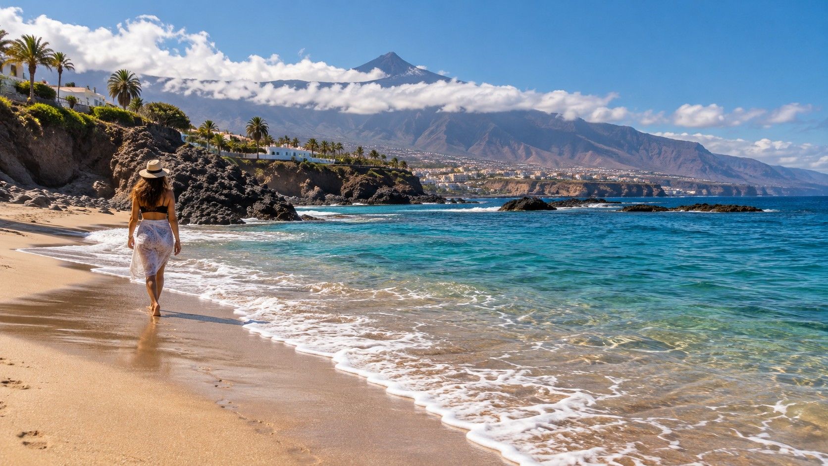 Tenerife summer coast and Teide weather